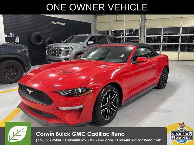 2023 Ford Mustang EcoBoost Premium Convertible in Red — front three-quarter view