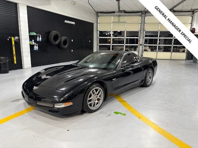 2003 Chevrolet Corvette Z06 in Black — front three-quarter view
