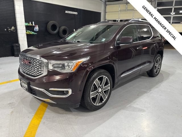 2017 GMC Acadia Denali in Black Cherry Metallic — front three-quarter view