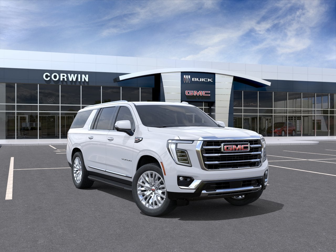 2026 GMC Yukon XL Elevation in Summit White — front three-quarter view