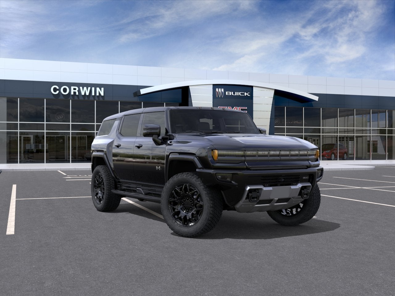2026 GMC HUMMER EV SUV 2X in Void Black — front three-quarter view