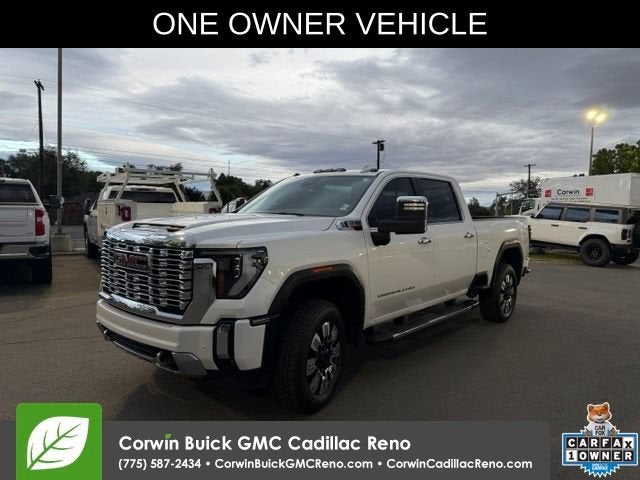 2024 GMC Sierra 3500 HD Denali in White Frost Tricoat — front three-quarter view
