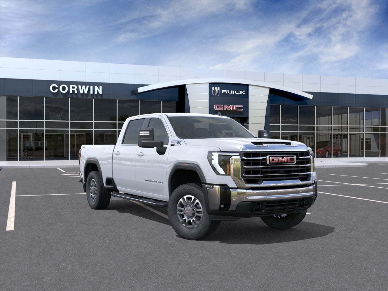 2026 GMC Sierra 2500 HD SLE in Summit White — front three-quarter view