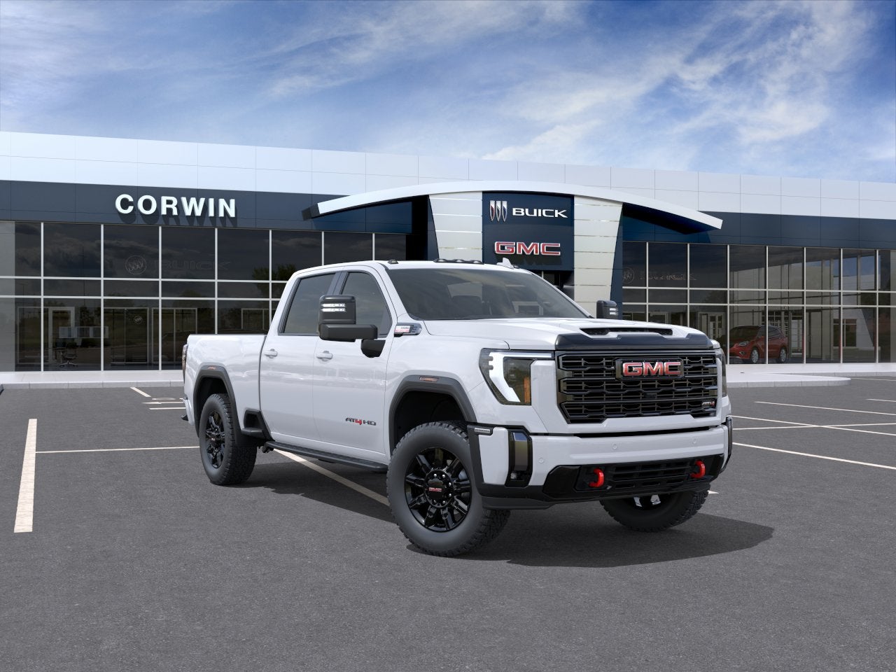 2026 GMC Sierra 2500 HD AT4 in Summit White — front three-quarter view