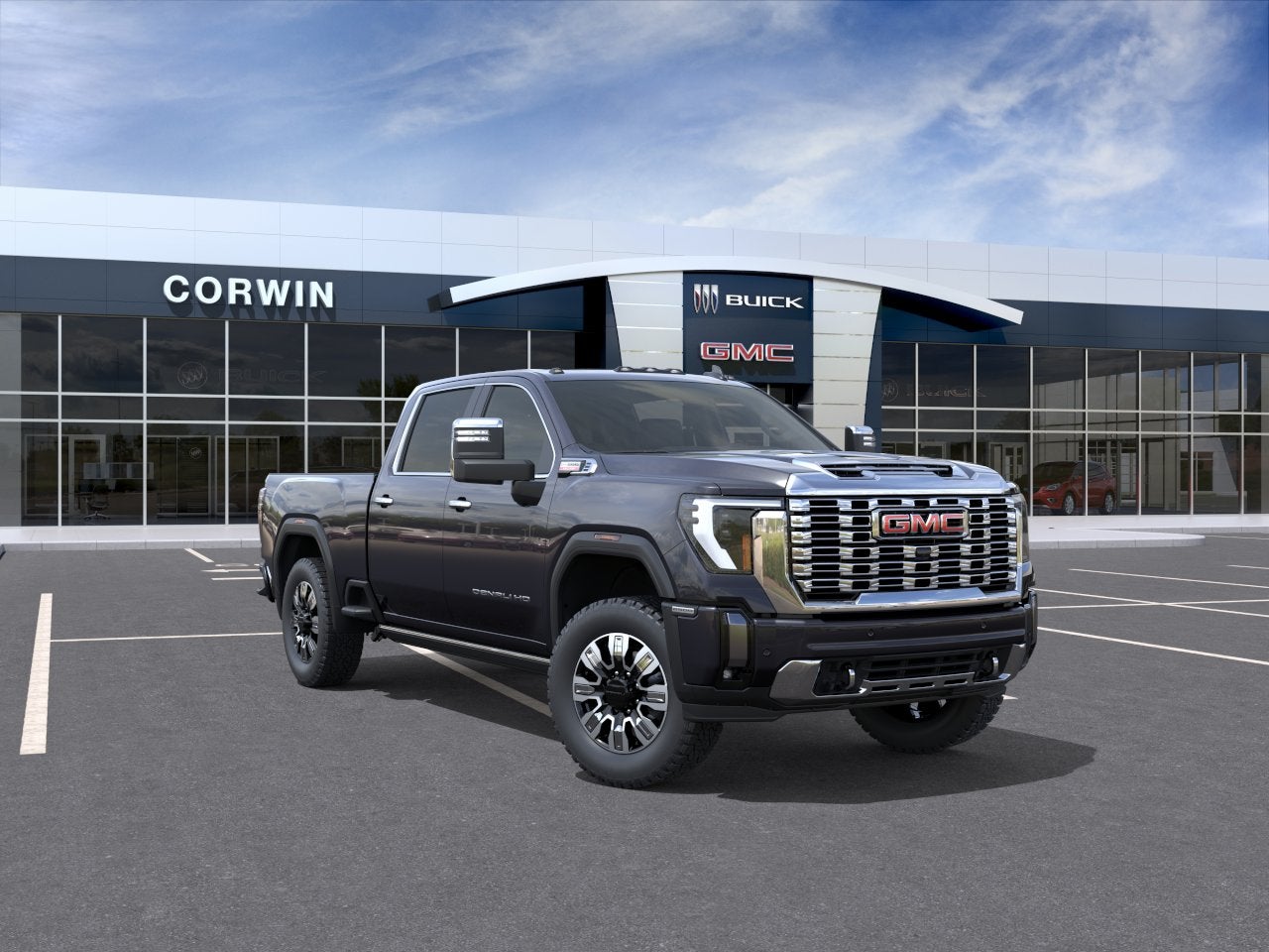 2026 GMC Sierra 2500 HD Denali in Titanium Rush Metallic — front three-quarter view