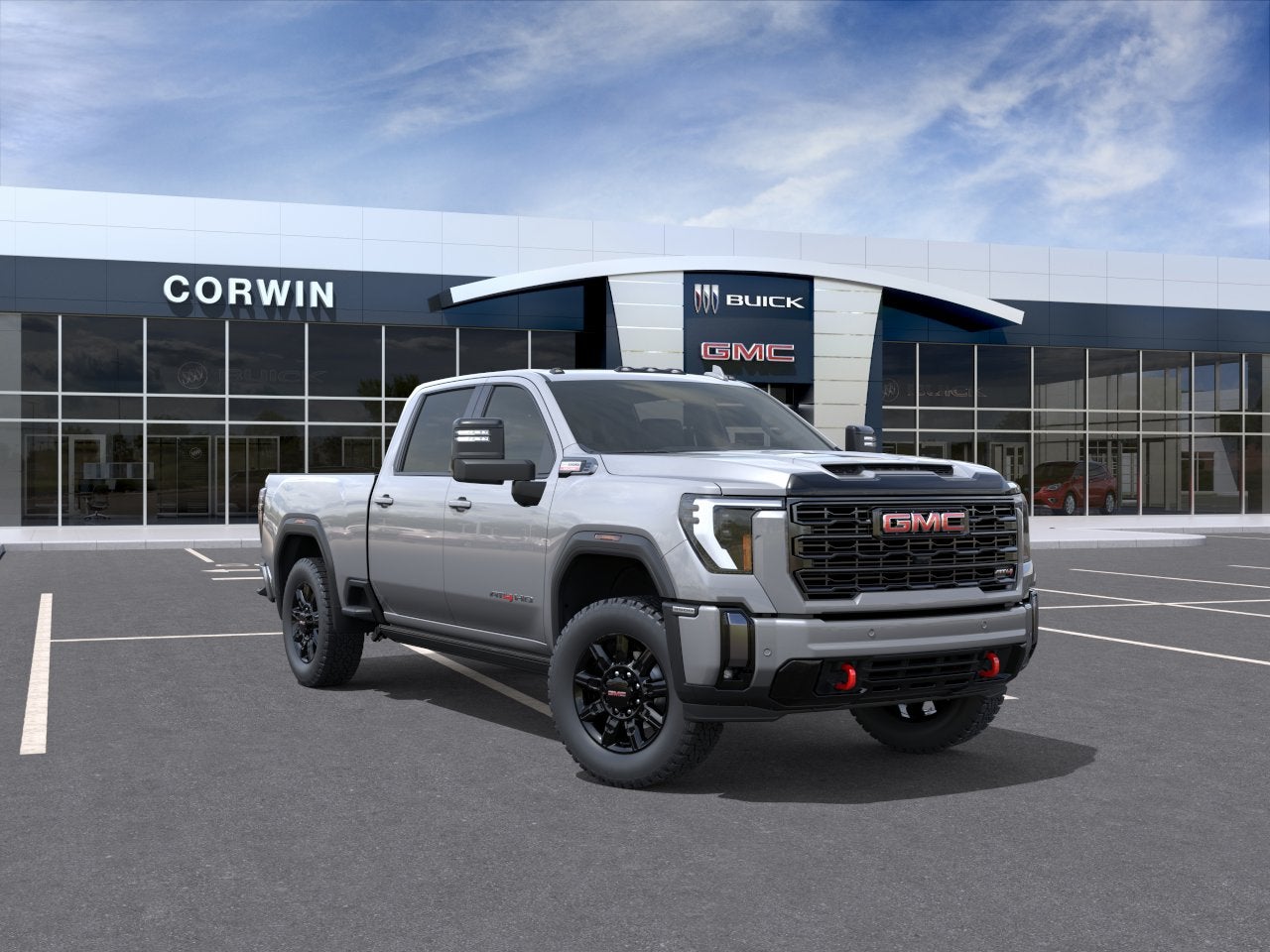 2026 GMC Sierra 3500 HD AT4 in Sterling Metallic — front three-quarter view