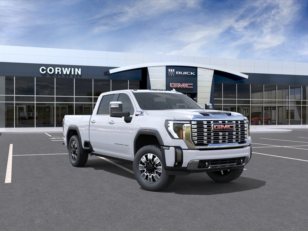 2026 GMC Sierra 3500 HD Denali in Summit White — front three-quarter view