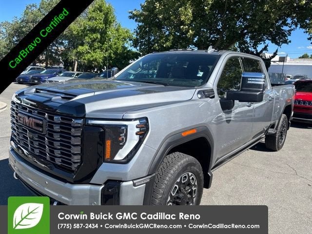 2025 GMC Sierra 3500 HD Denali Ultimate in Sterling Metallic — front three-quarter view