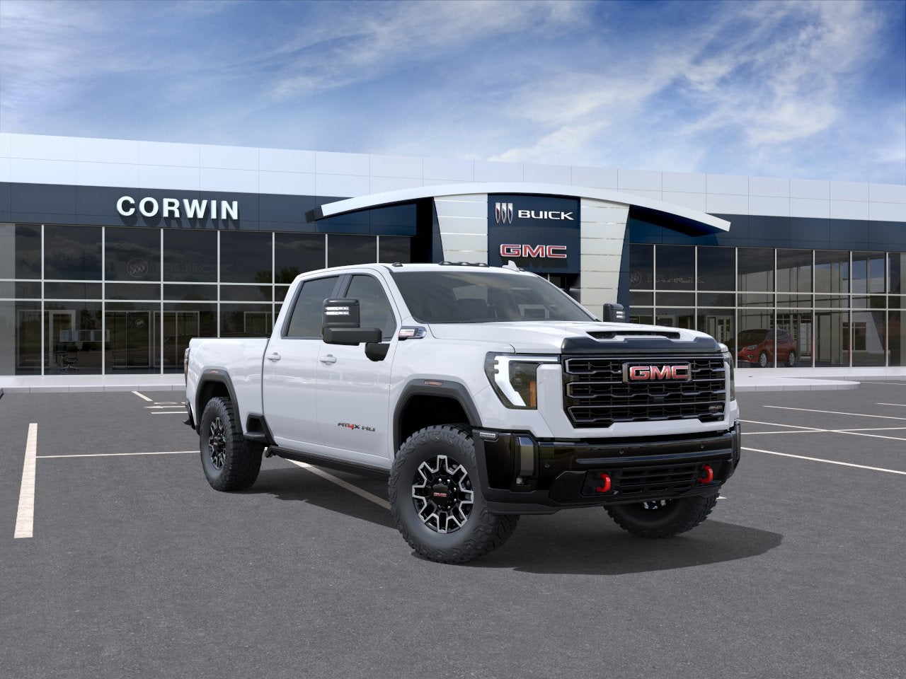 2026 GMC Sierra 2500 HD AT4X in Summit White — front three-quarter view