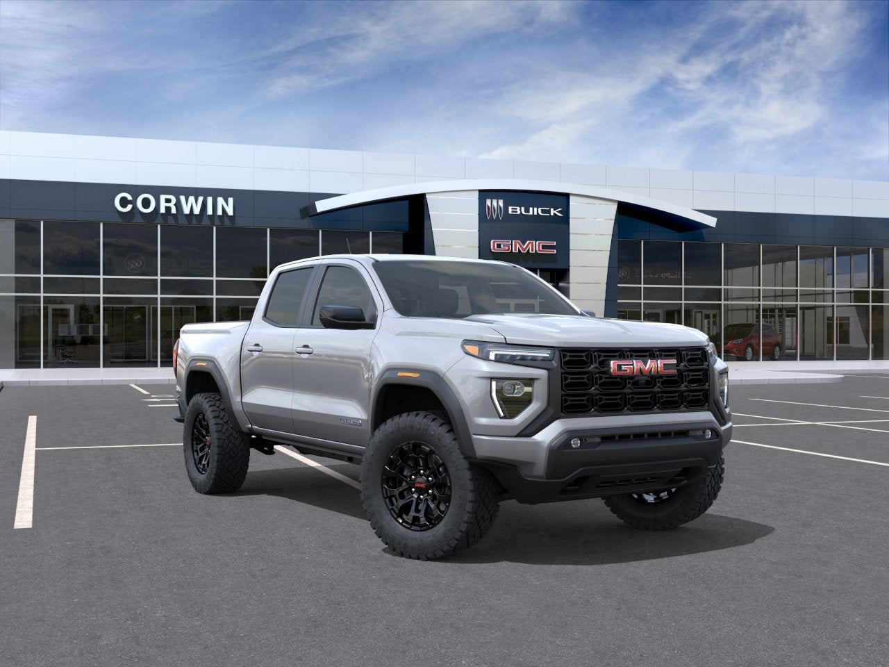 2026 GMC Canyon Elevation in Sterling Metallic — front three-quarter view
