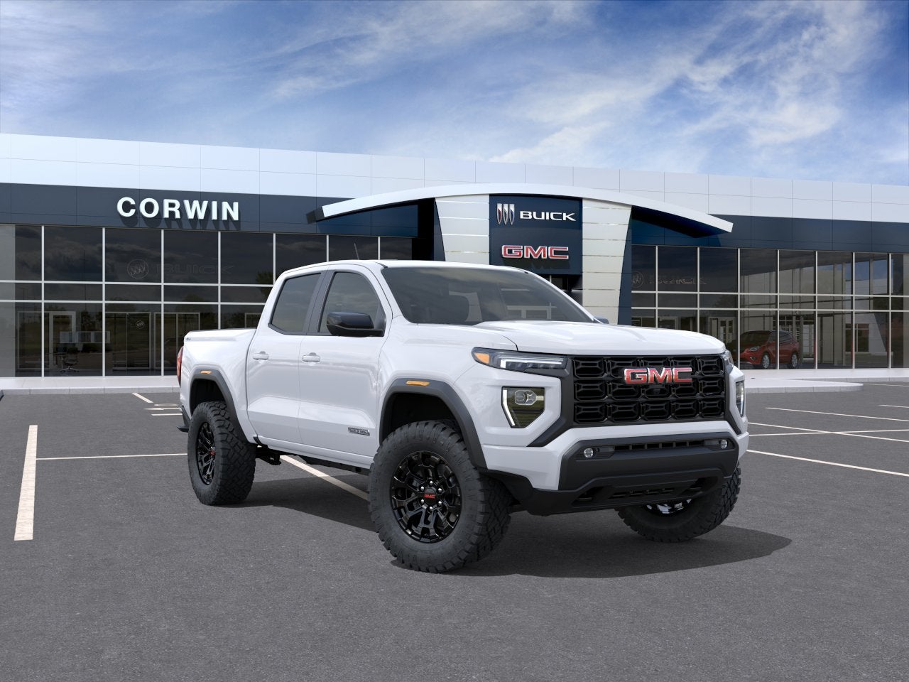 2026 GMC Canyon Elevation in Summit White — front three-quarter view
