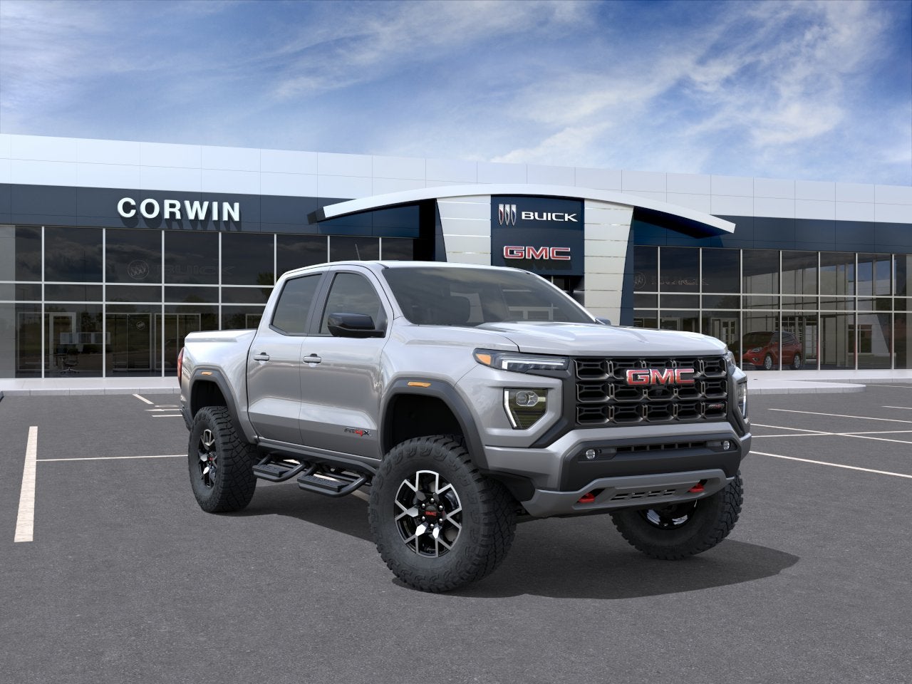 2026 GMC Canyon AT4X in Sterling Metallic — front three-quarter view