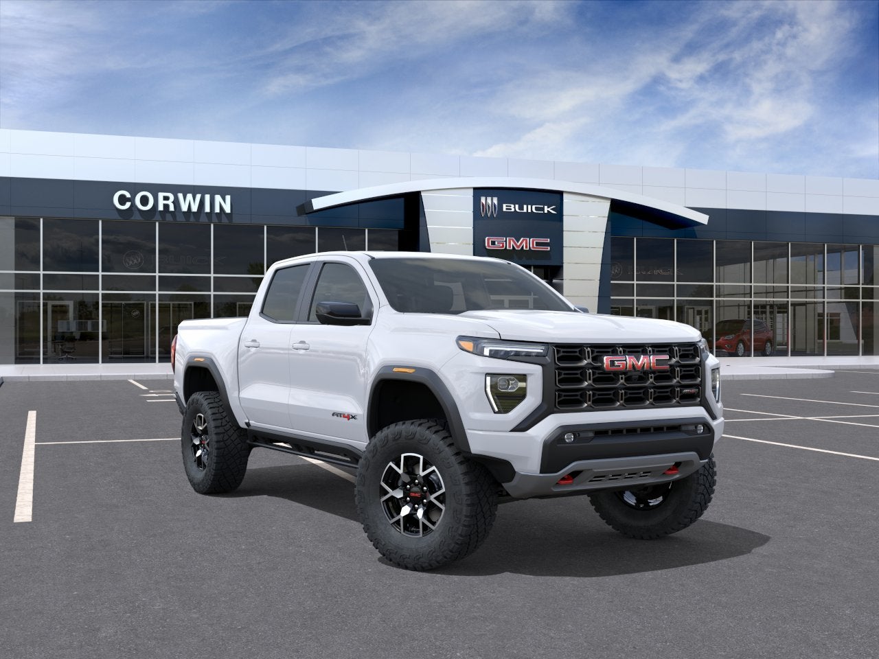 2026 GMC Canyon AT4X in Summit White — front three-quarter view
