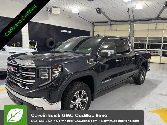 2025 GMC Sierra 1500 SLT in Titanium Rush Metallic — front three-quarter view