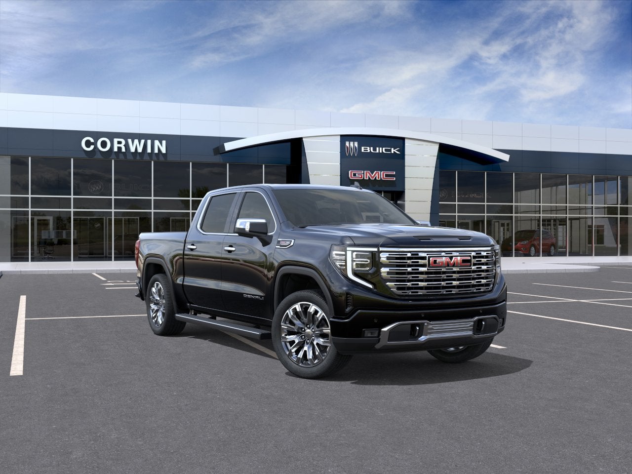 2026 GMC Sierra 1500 Denali in Onyx Black — front three-quarter view
