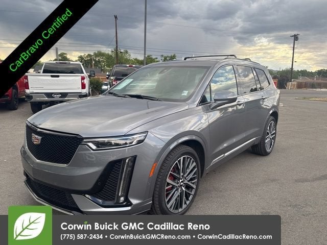 2022 Cadillac XT6 Sport in Satin Steel Metallic — front three-quarter view