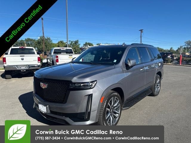 2021 Cadillac Escalade Sport in Satin Steel Metallic — front three-quarter view