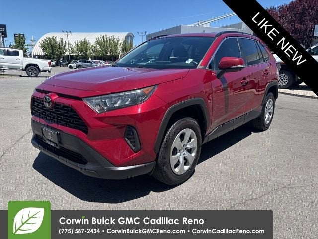 2021 Toyota RAV4 LE in Red — front three-quarter view
