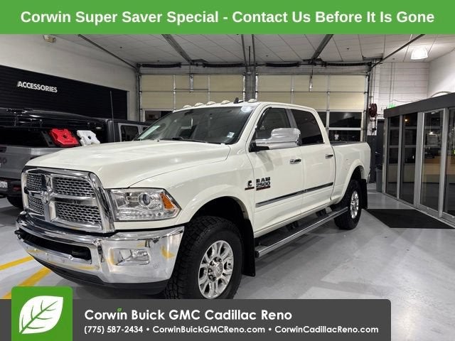 2018 RAM 2500 Laramie Crew Cab 4x4 6'4" Box in White — front three-quarter view