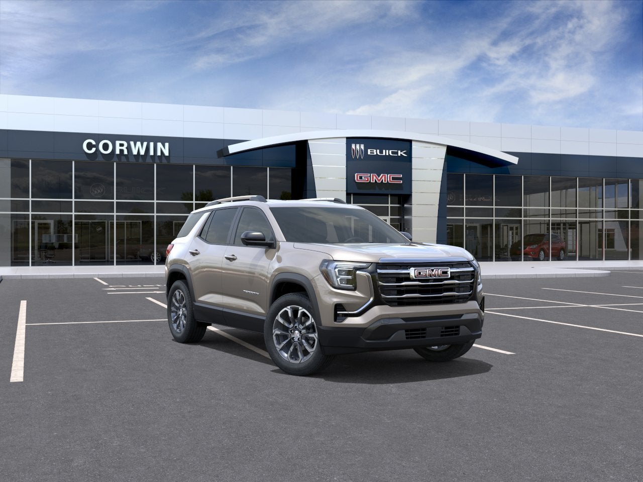 2026 GMC Terrain Elevation in Riverstone Metallic — front three-quarter view