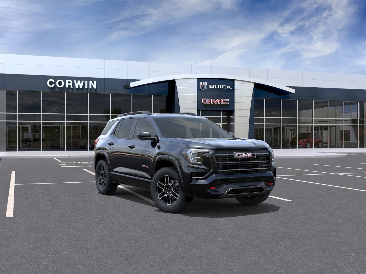 2026 GMC Terrain AT4 in Ebony Twilight Metallic — front three-quarter view