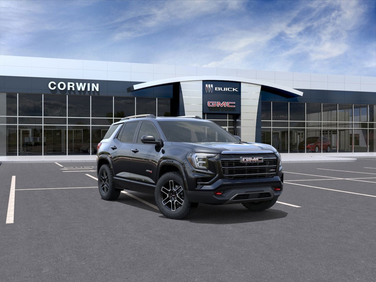 2026 GMC Terrain AT4 in Ebony Twilight Metallic — front three-quarter view