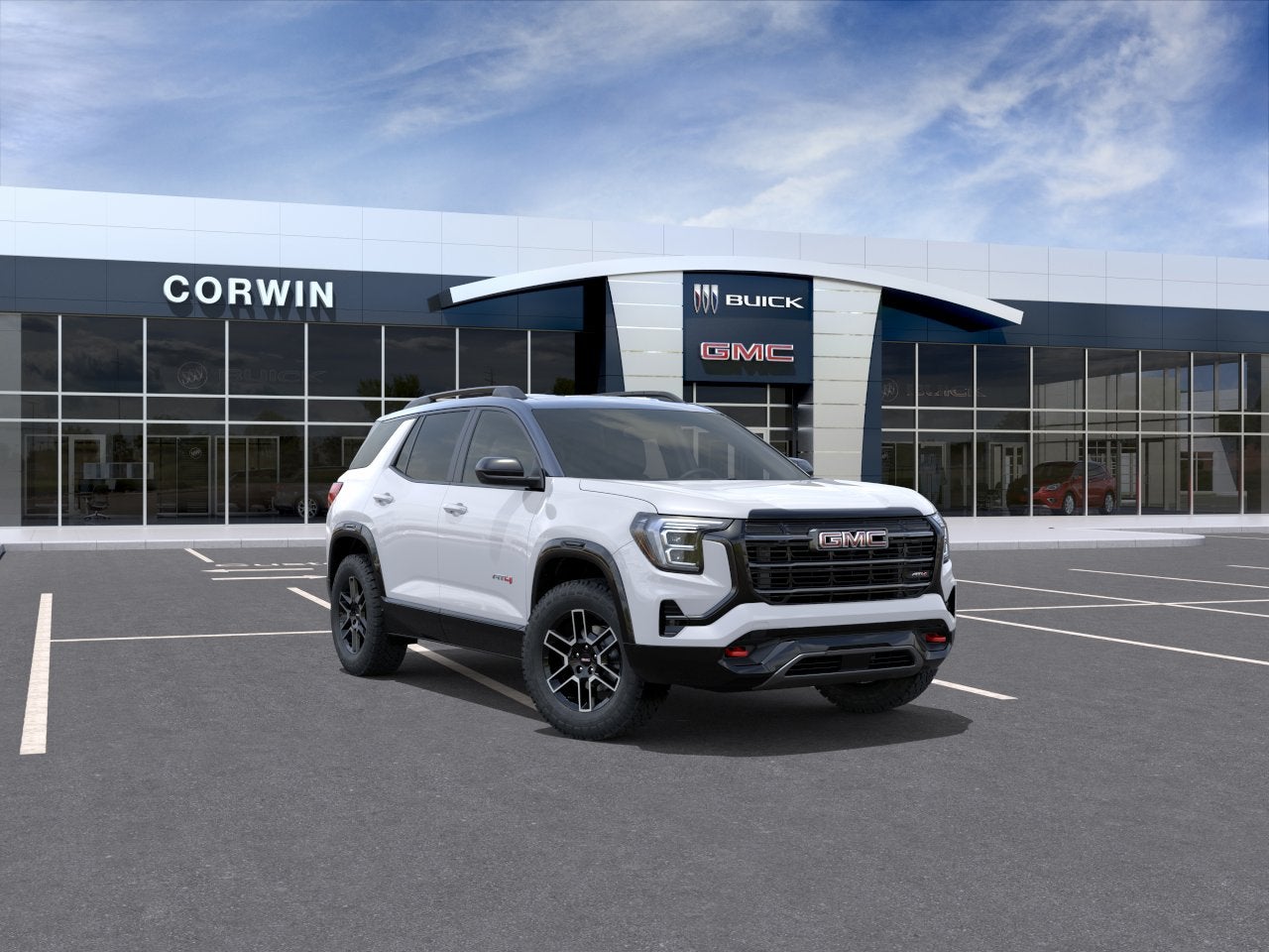 2026 GMC Terrain AT4 in Summit White — front three-quarter view