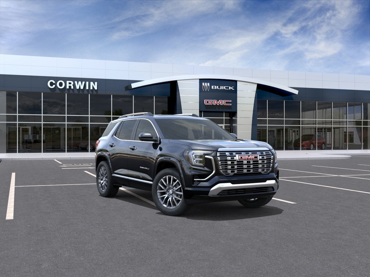 2026 GMC Terrain Denali in Ebony Twilight Metallic — front three-quarter view