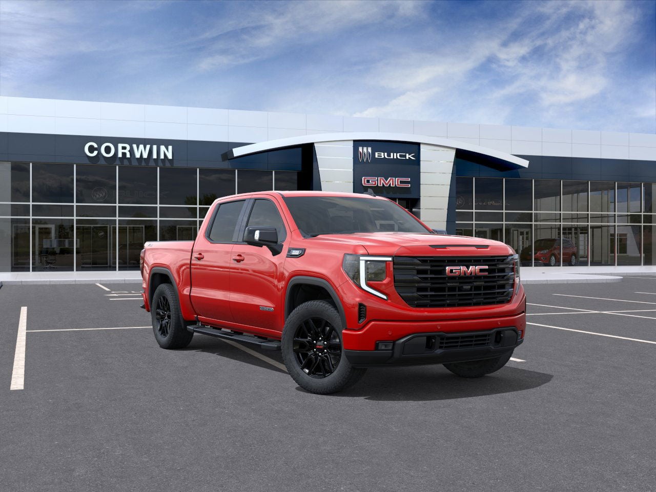 2026 GMC Sierra 1500 Elevation in Cardinal Red — front three-quarter view