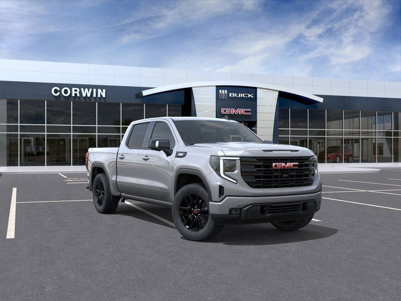 2026 GMC Sierra 1500 Elevation in Sterling Metallic — front three-quarter view