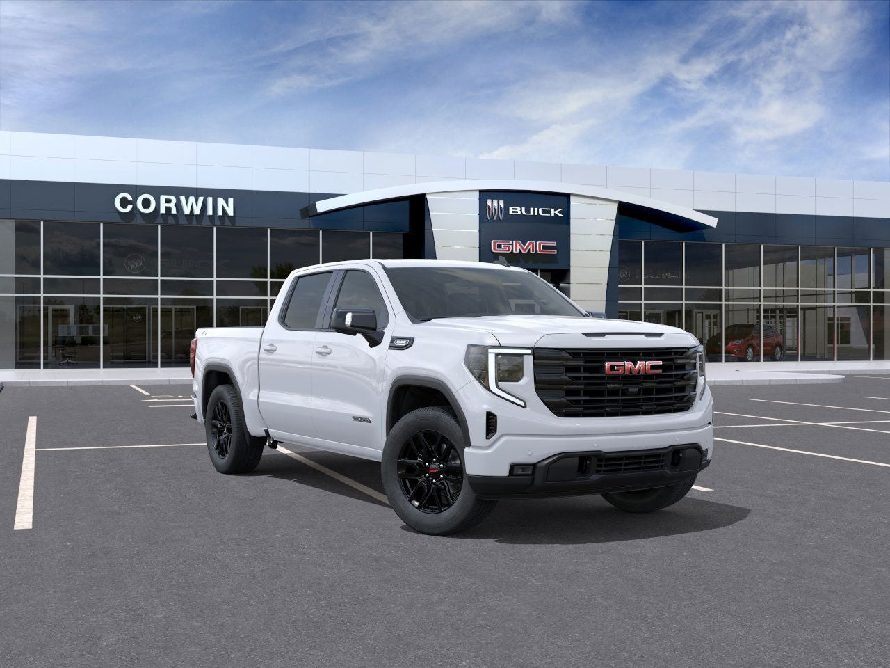 2026 GMC Sierra 1500 Elevation in Summit White — front three-quarter view