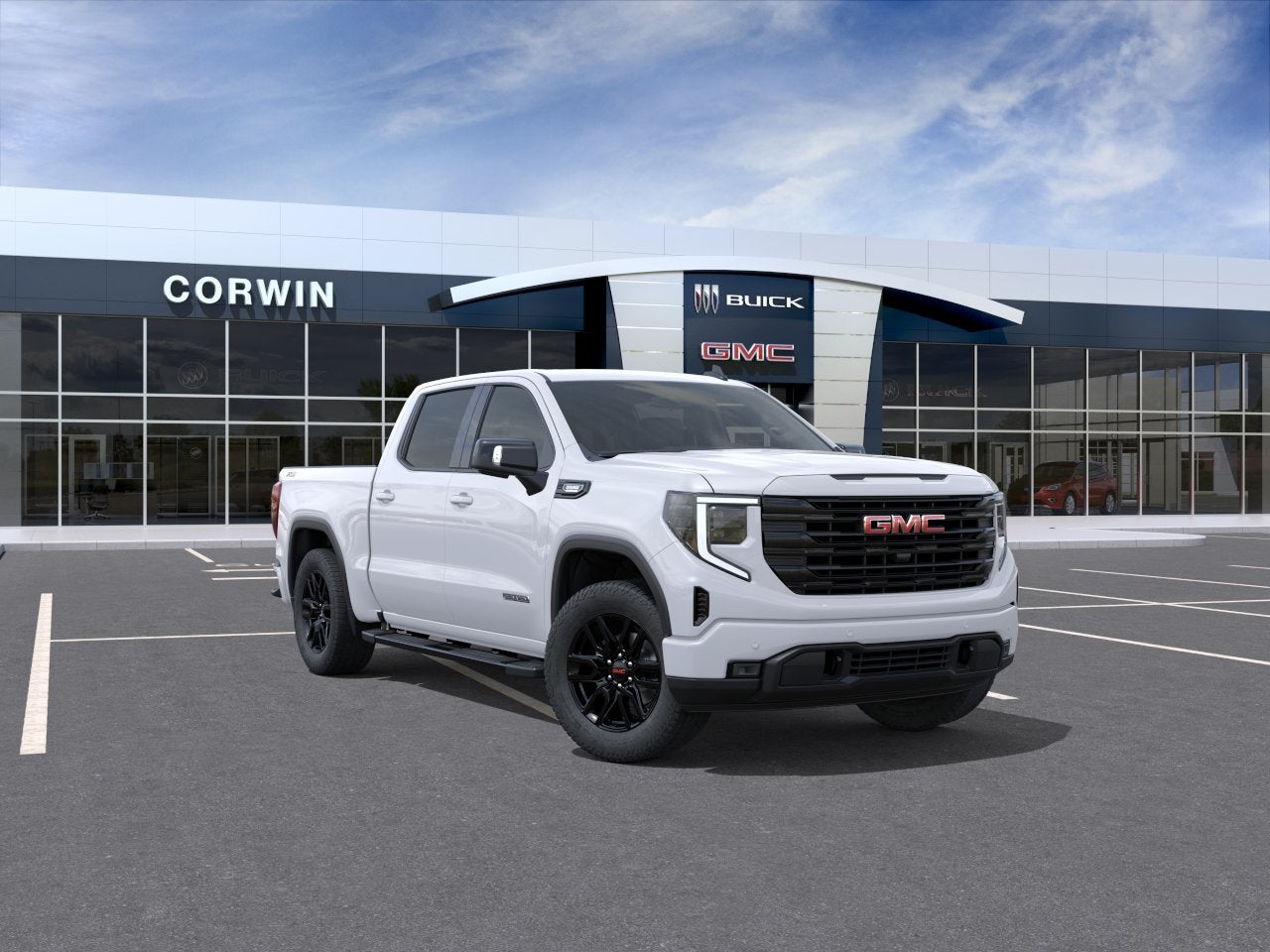 2026 GMC Sierra 1500 Elevation in Summit White — front three-quarter view