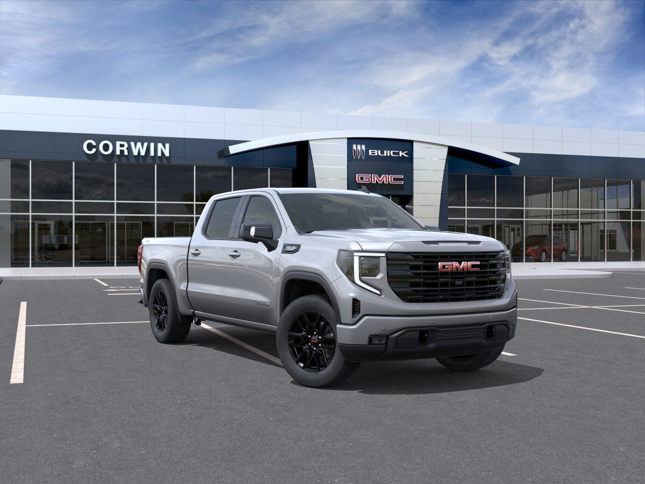 2026 GMC Sierra 1500 Elevation in Sterling Metallic — front three-quarter view