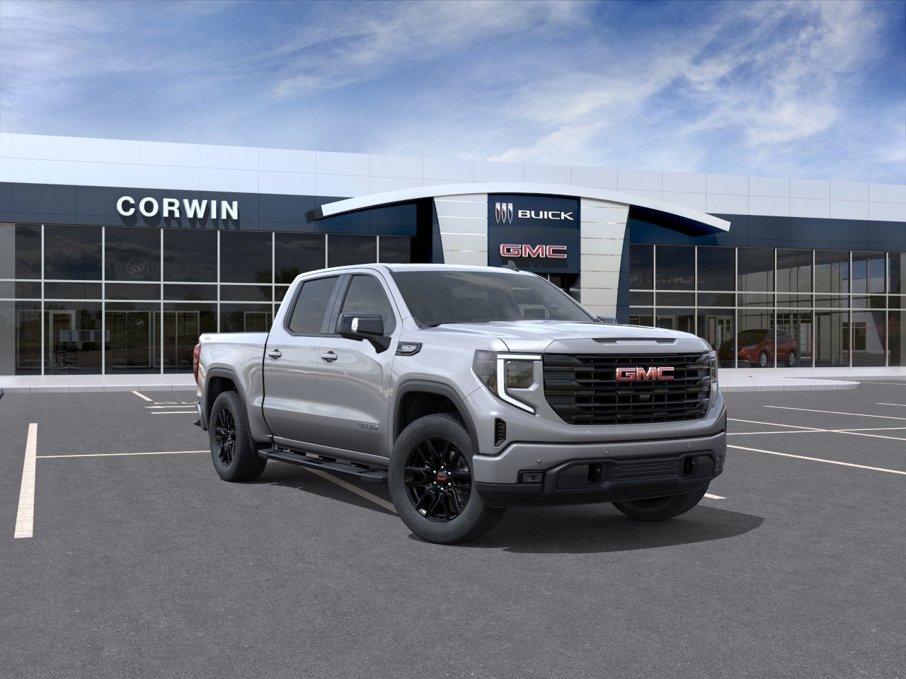 2026 GMC Sierra 1500 Elevation in Sterling Metallic — front three-quarter view