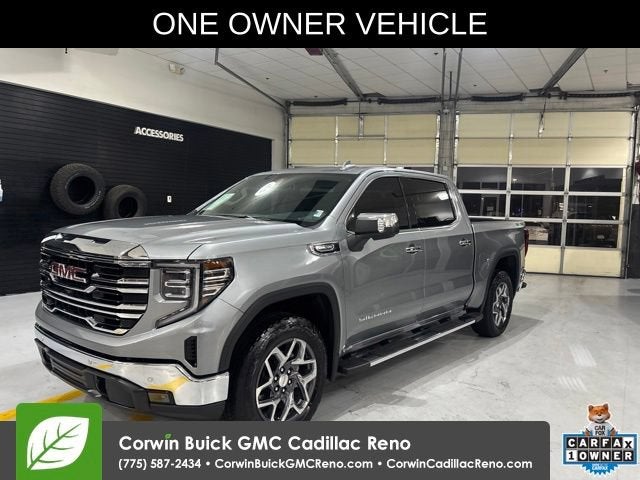 2026 GMC Sierra 1500 SLT in Sterling Metallic — front three-quarter view