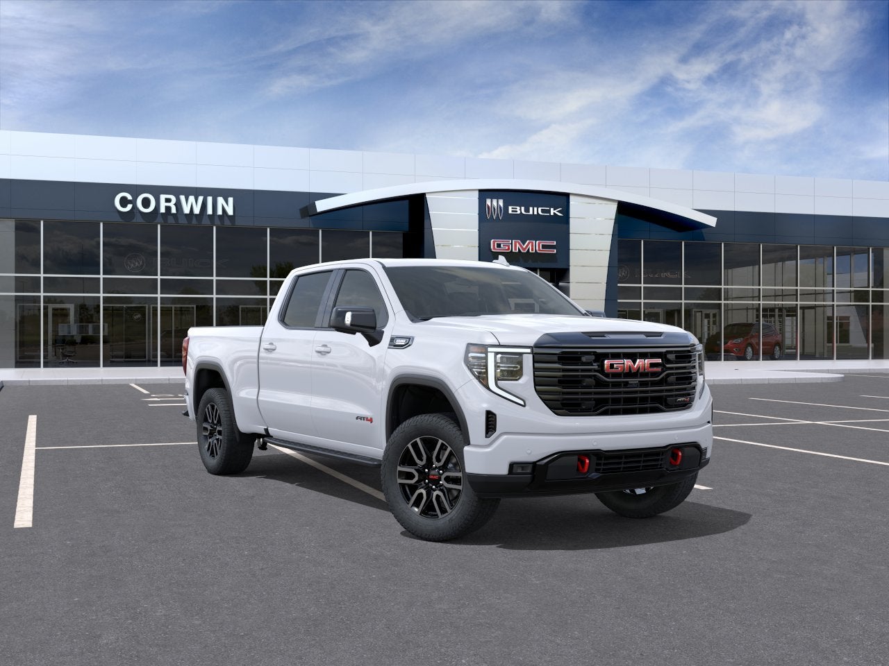 2026 GMC Sierra 1500 AT4 in Summit White — front three-quarter view