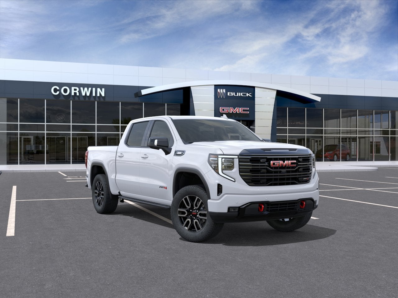 2026 GMC Sierra 1500 AT4 in Summit White — front three-quarter view