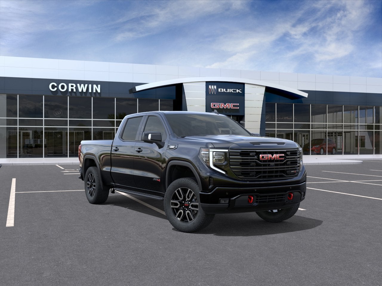 2026 GMC Sierra 1500 AT4 in Onyx Black — front three-quarter view