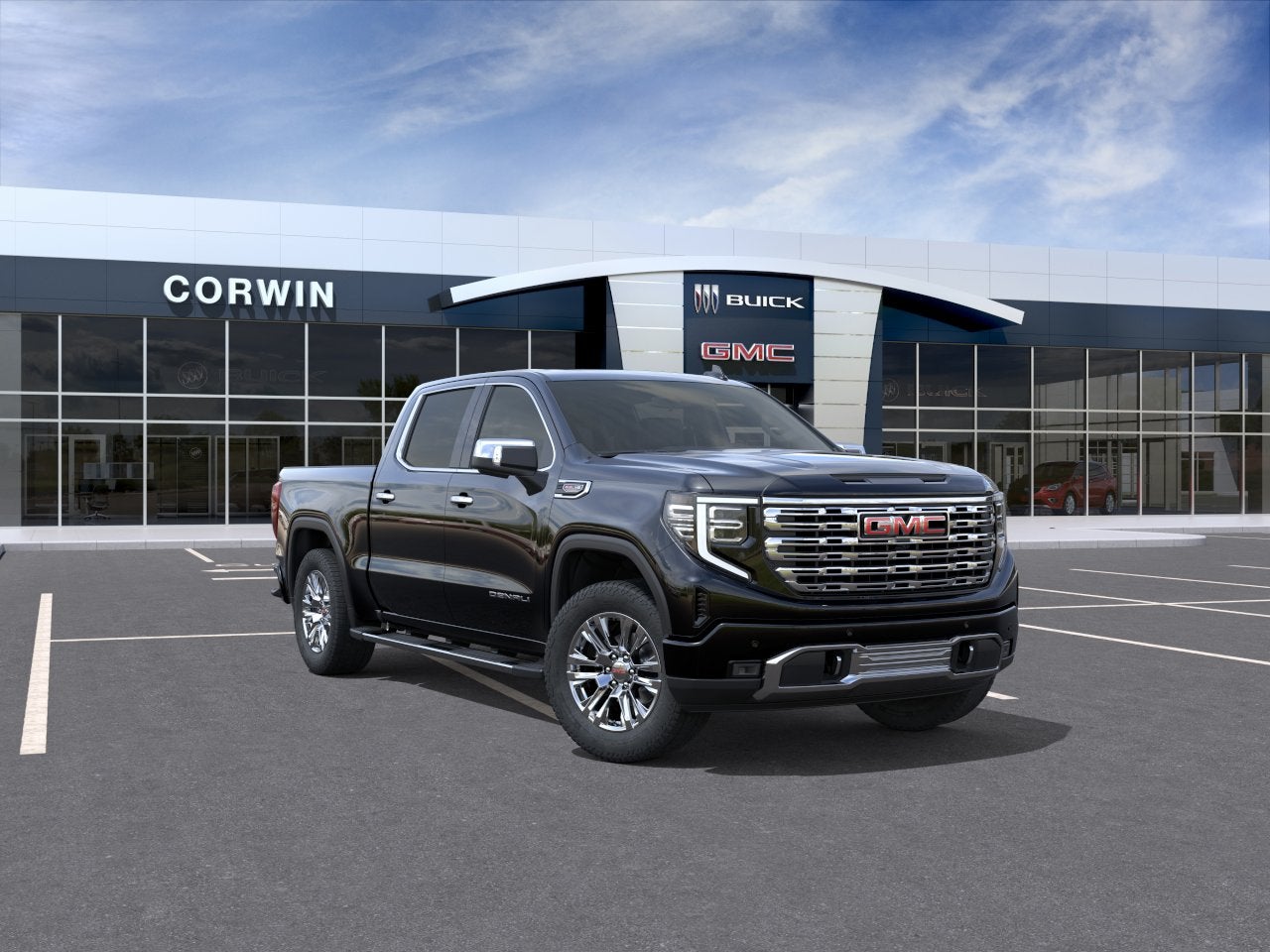 2026 GMC Sierra 1500 Denali in Onyx Black — front three-quarter view