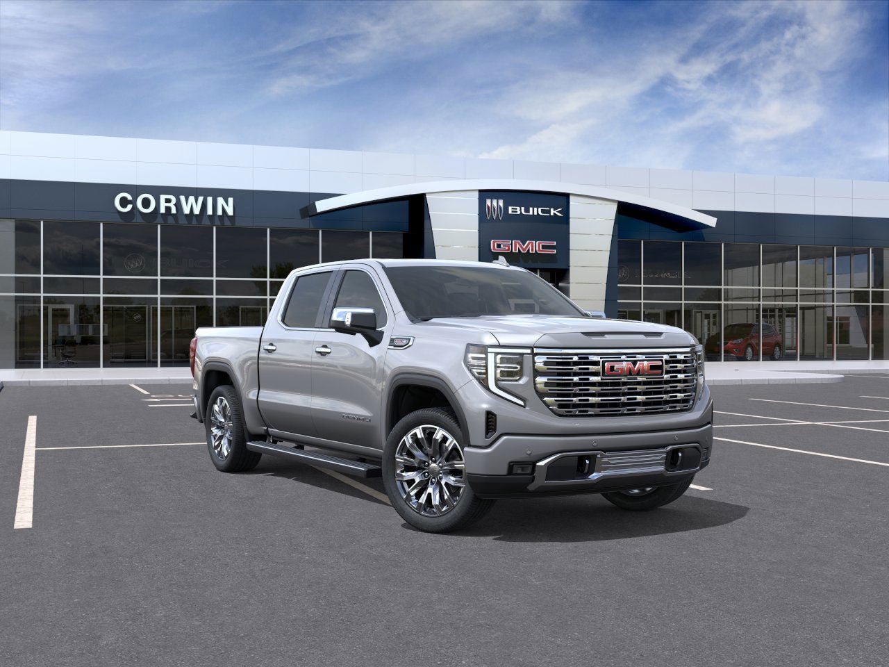 2026 GMC Sierra 1500 Denali in Sterling Metallic — front three-quarter view