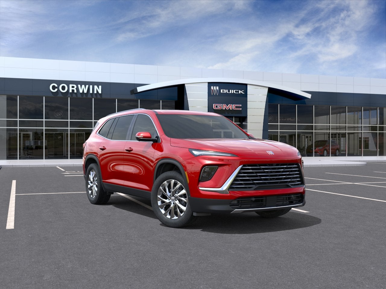 2026 Buick Enclave Preferred in Cherry Red Tintcoat — front three-quarter view