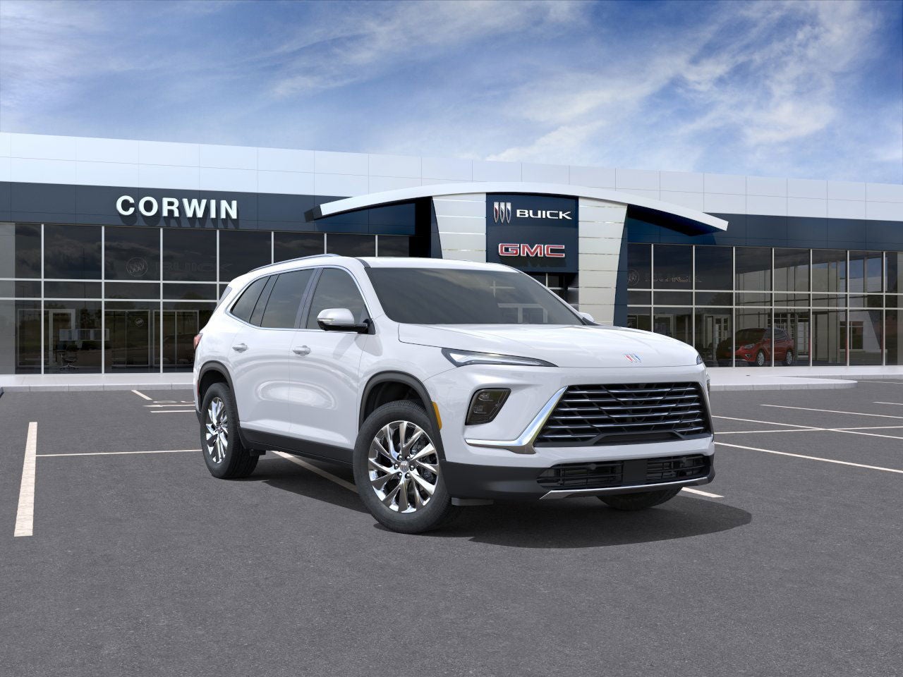 2026 Buick Enclave Preferred in Iridescent White Tricoat — front three-quarter view