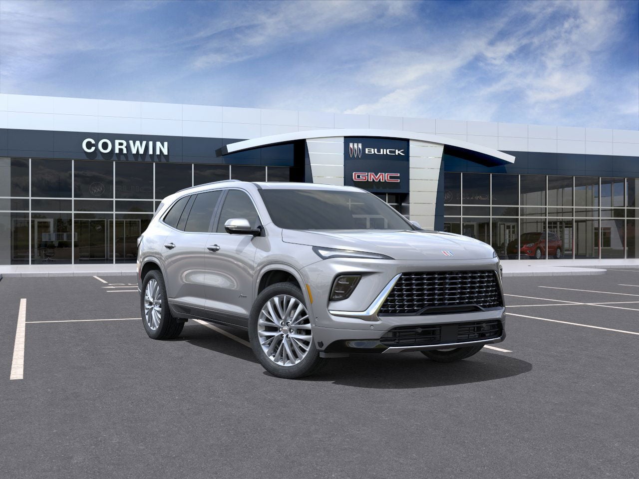 2026 Buick Enclave Avenir in Moonstone Gray Metallic — front three-quarter view
