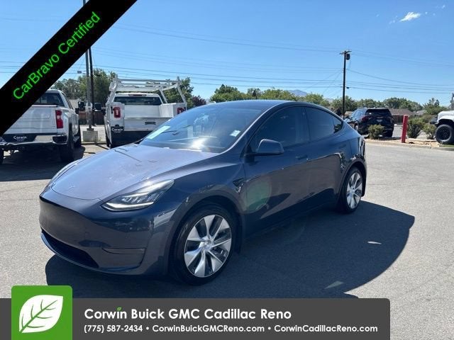 2021 Tesla Model Y Long Range in Gray — front three-quarter view