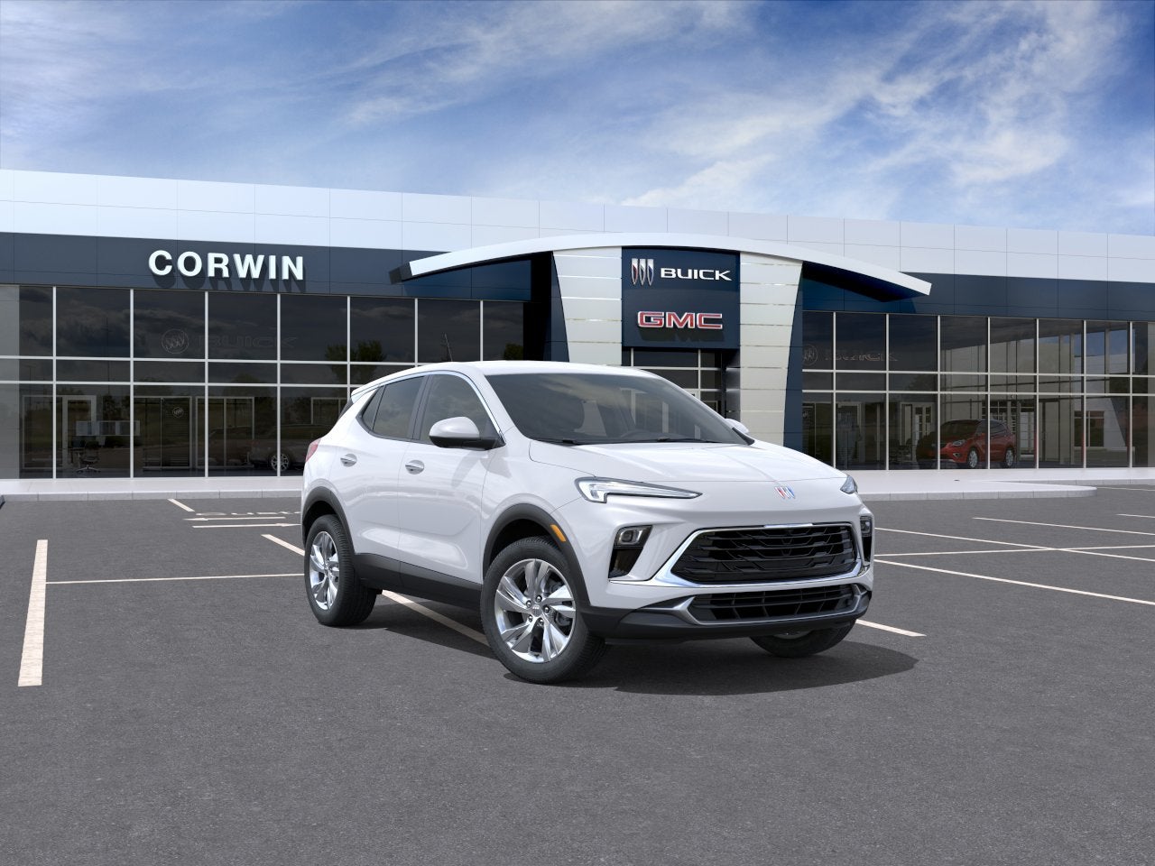 2026 Buick Encore GX Preferred in Summit White — front three-quarter view