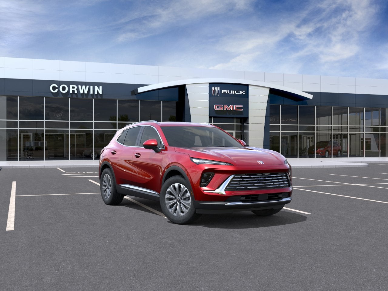 2026 Buick Envision Preferred in Brilliant Red — front three-quarter view