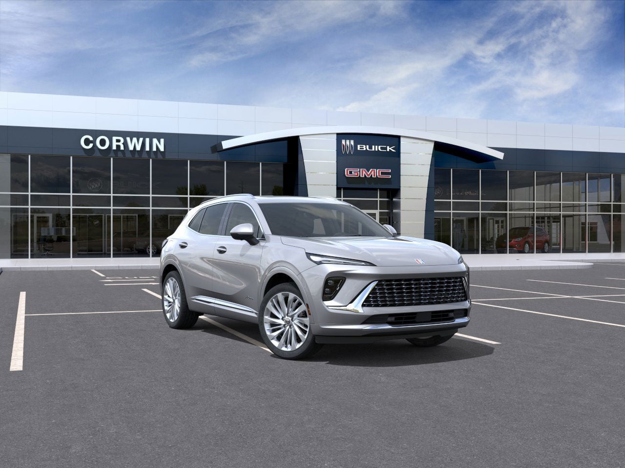 2026 Buick Envision Avenir in Moonstone Gray Metallic — front three-quarter view